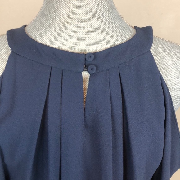 BCBGMaxazria Navy Cold Shoulder Dres Size Medium - Picture 7 of 8